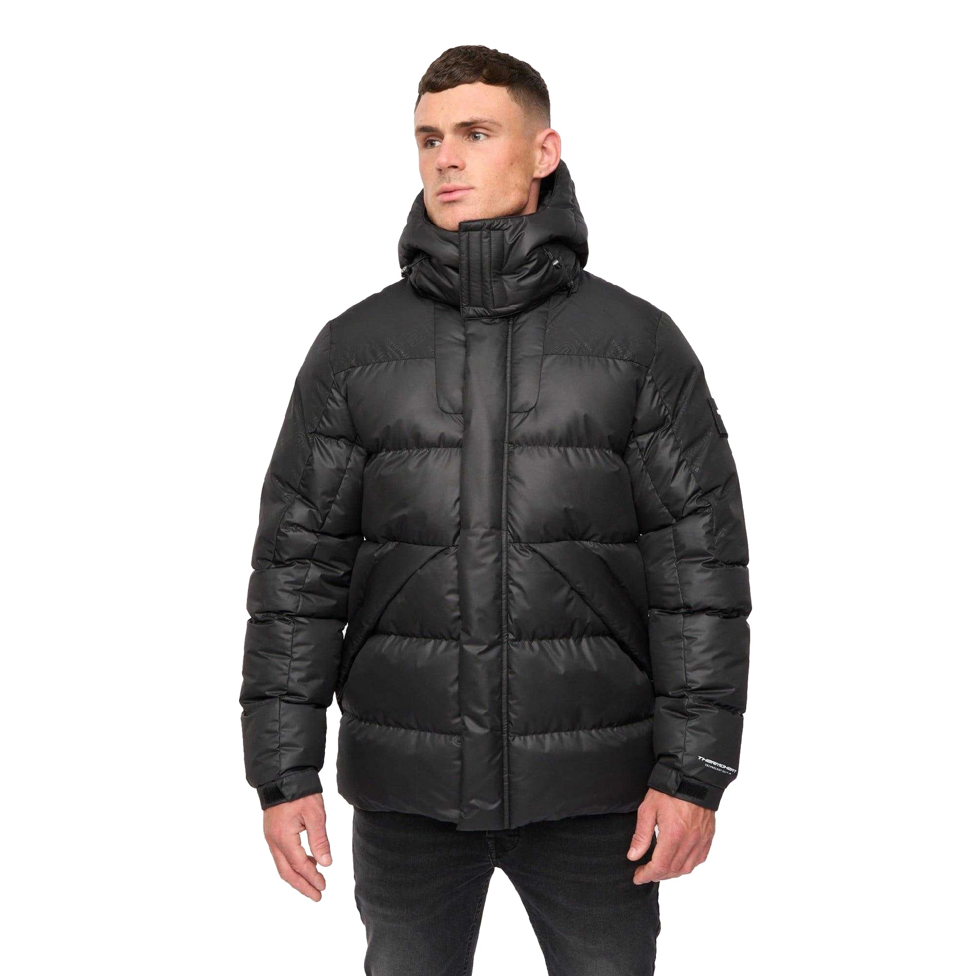 Black - Side - Crosshatch Mens Camptor Panelled Jacket
