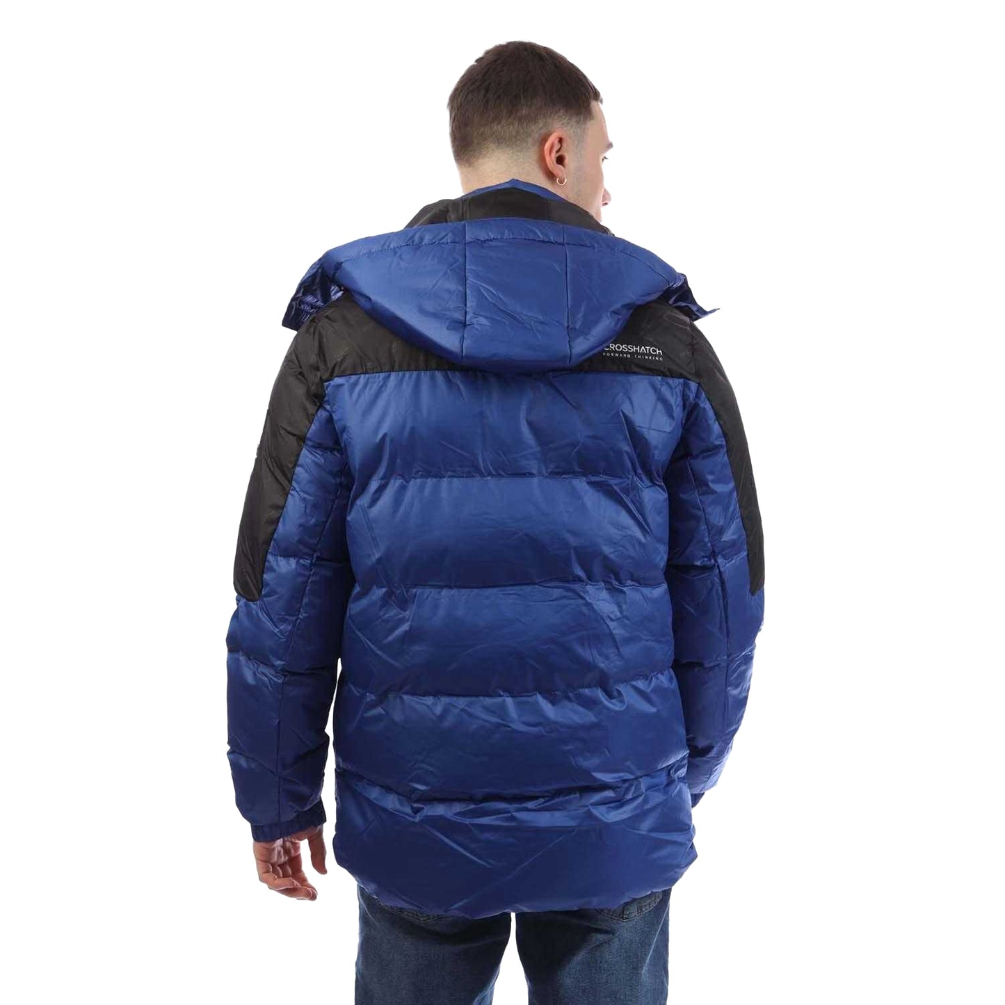 Blue - Back - Crosshatch Mens Camptor Panelled Jacket