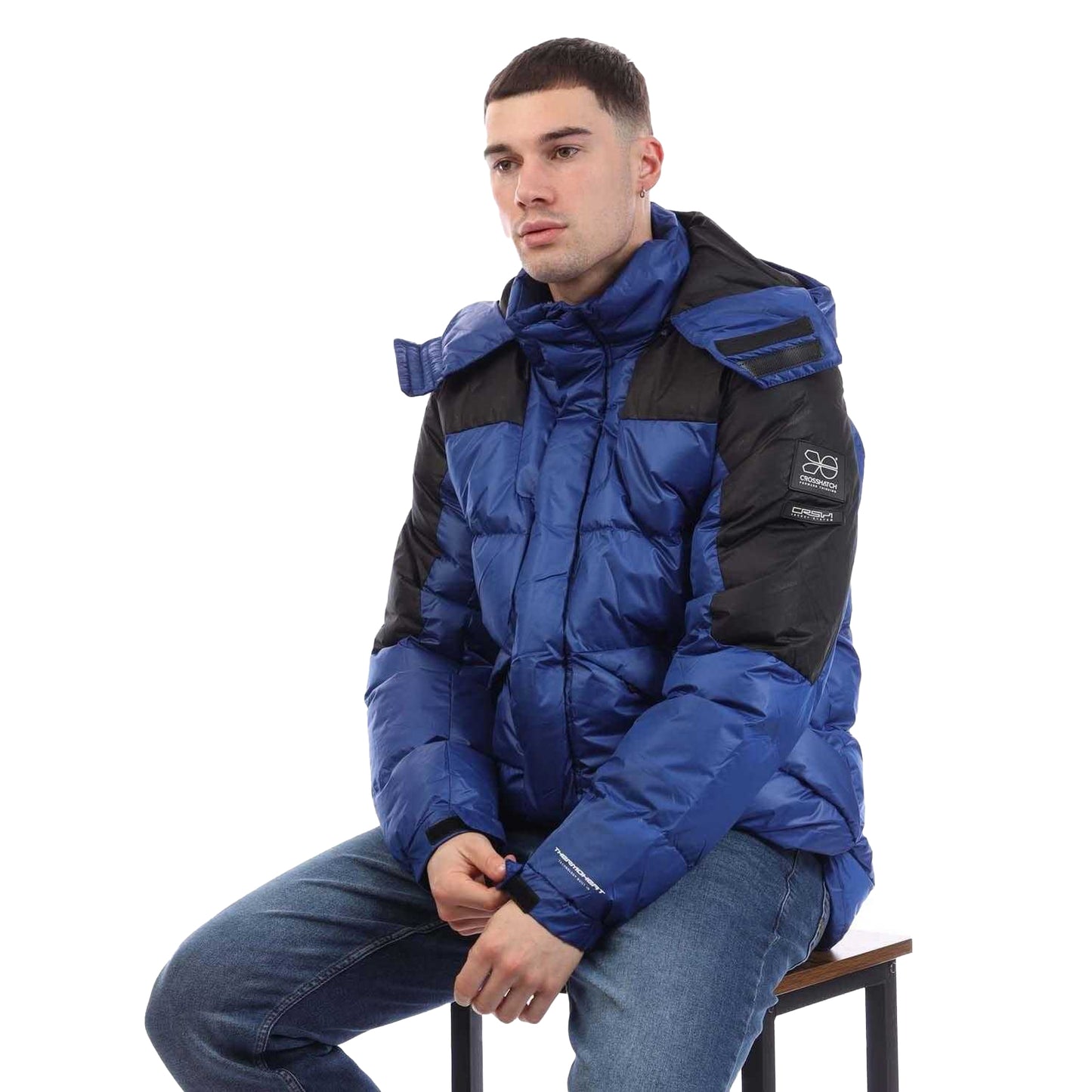 Blue - Lifestyle - Crosshatch Mens Camptor Panelled Jacket