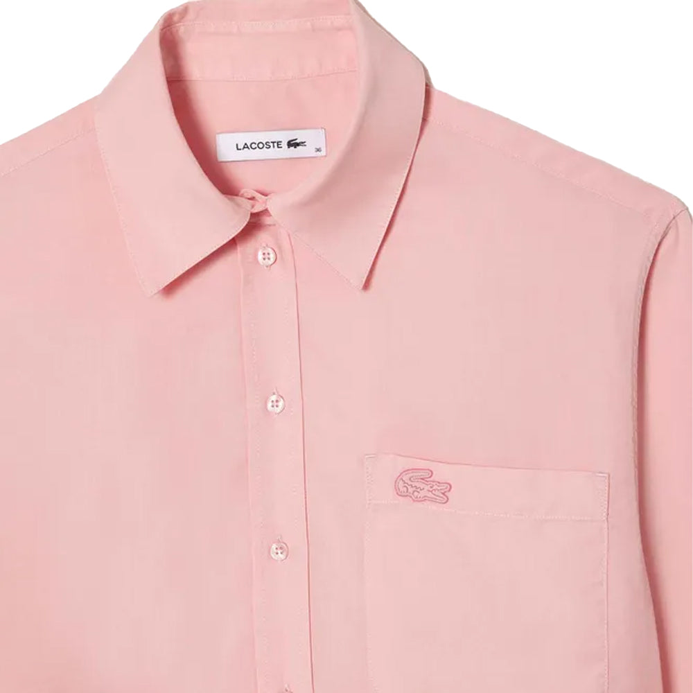 Pink - Back - Lacoste Womens-Ladies Flowing Lyocell Oversized Shirt