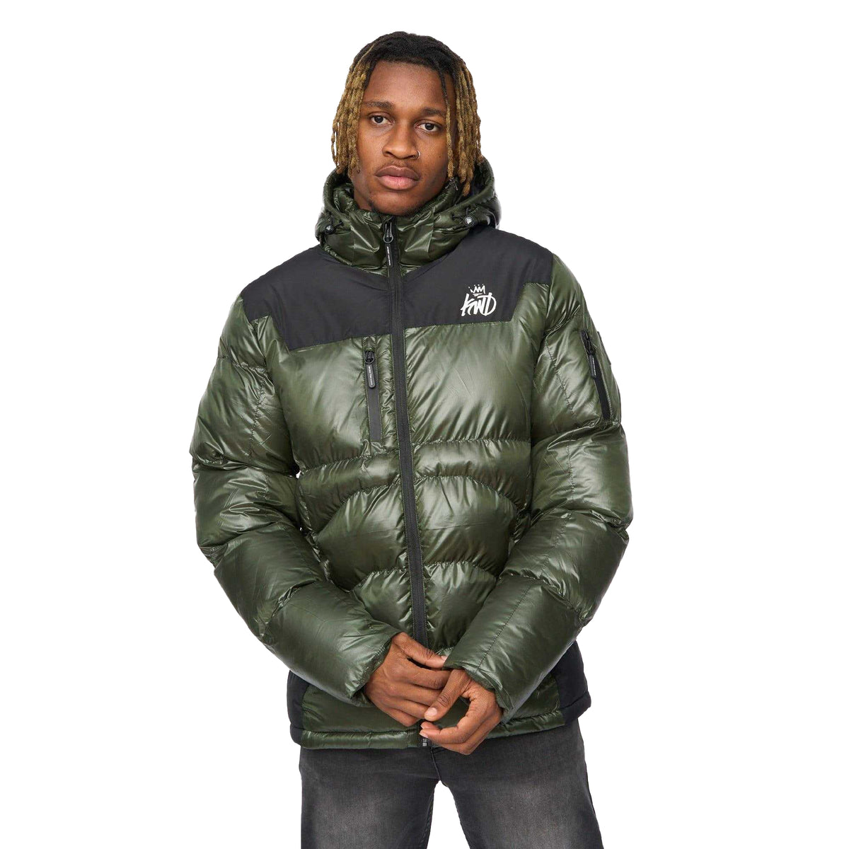 Green - Front - Kings Will Dream Mens Ascend Colour Block Puffer Jacket