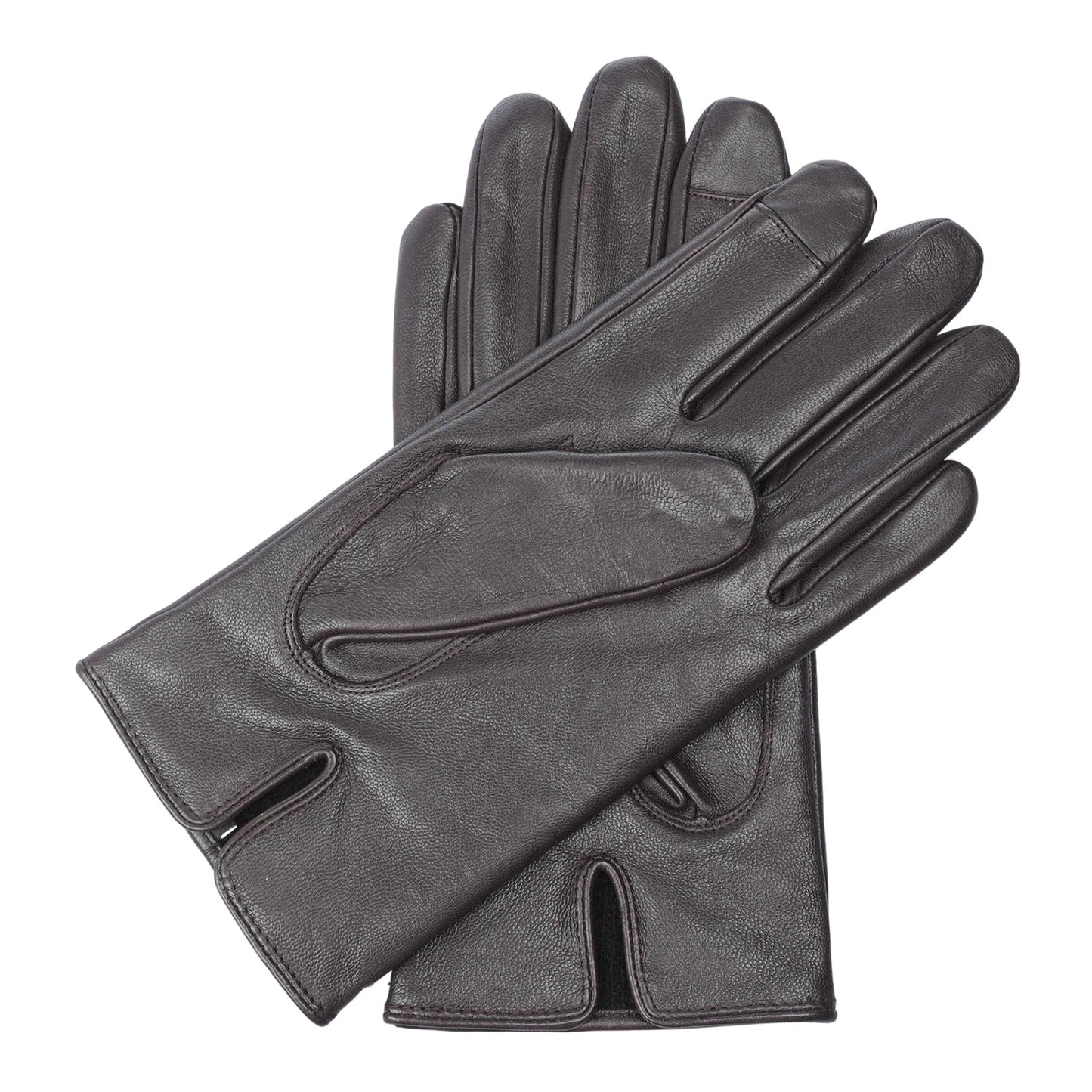 Brown - Back - Boss Mens Gioli Leather Gloves
