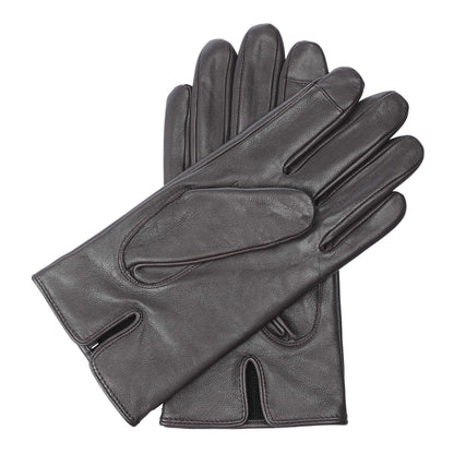 Brown - Back - Boss Mens Gioli Leather Gloves