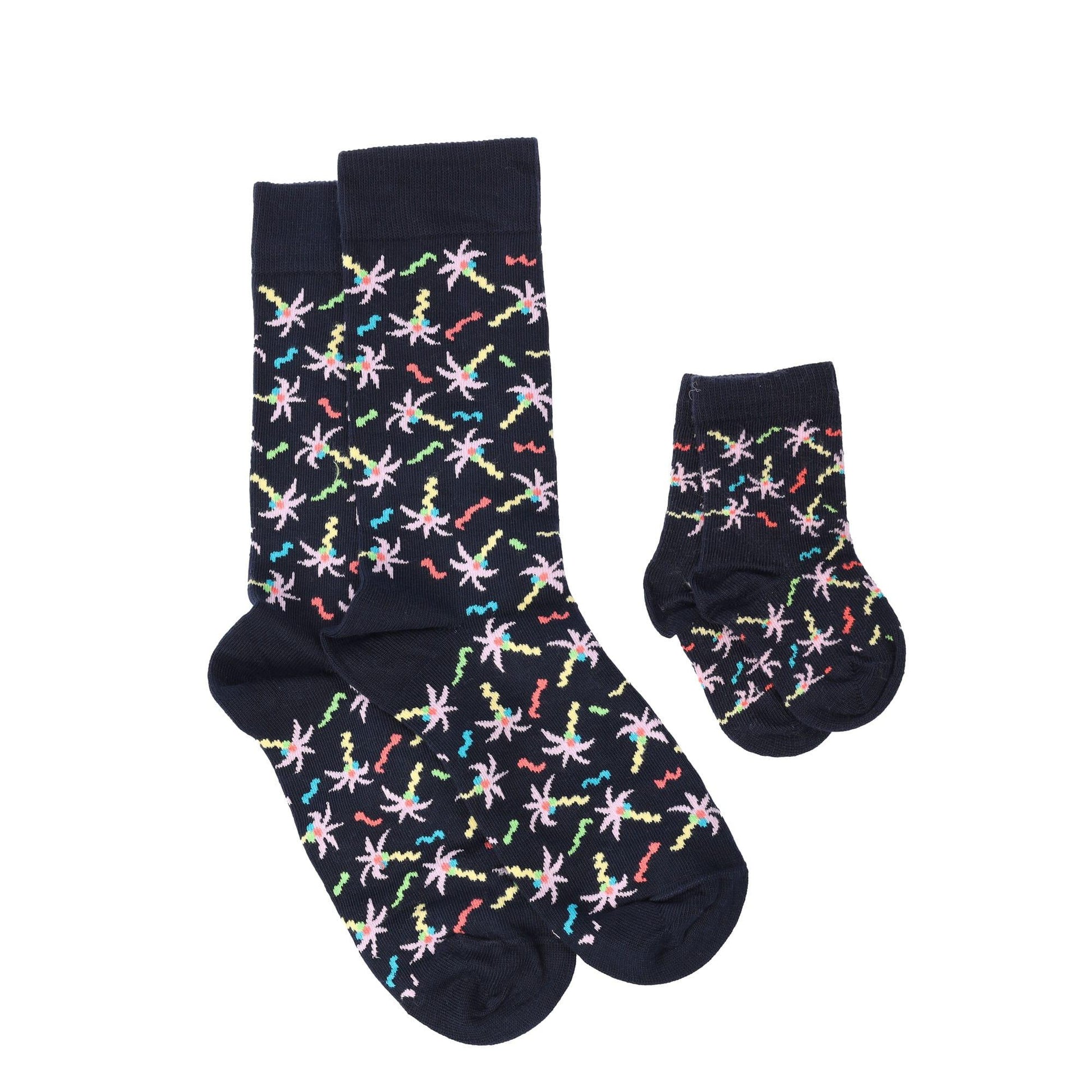 Green - Side - Happy Socks Childrens-Kids Mini Me Confetti Socks Set (Pack of 2)