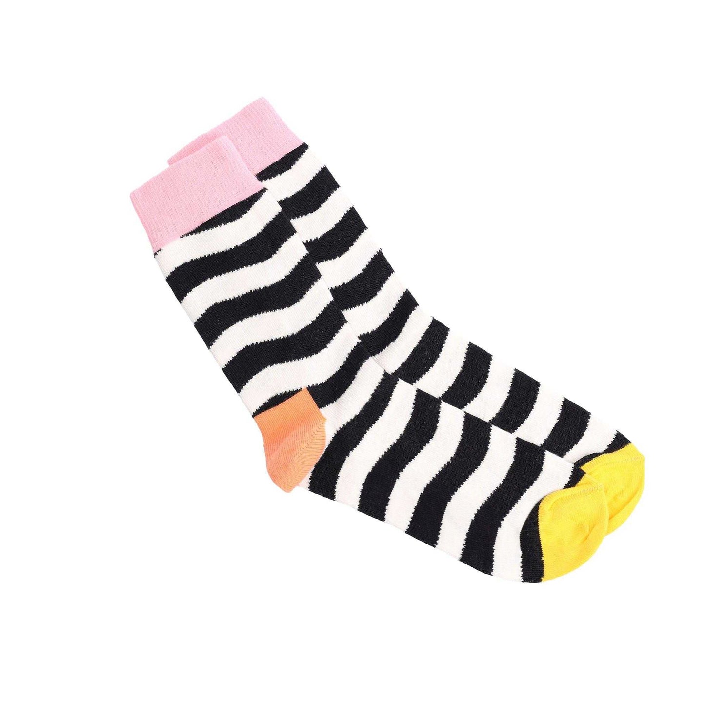 Black - Back - Happy Socks Baby Wavy Striped Socks (Pack of 2)