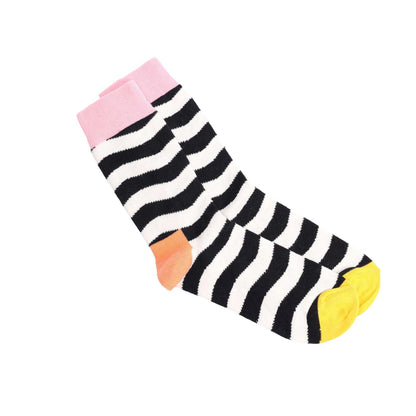 Black - Back - Happy Socks Baby Wavy Striped Socks (Pack of 2)