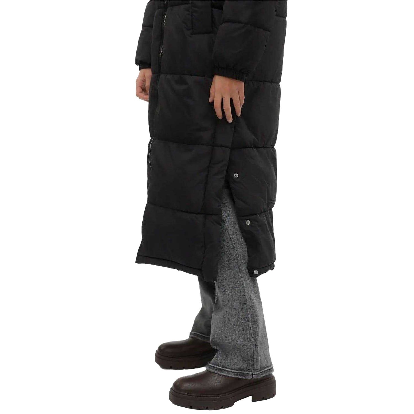 Black - Side - Vero Moda Womens-Ladies Klea Long Length Padded Jacket