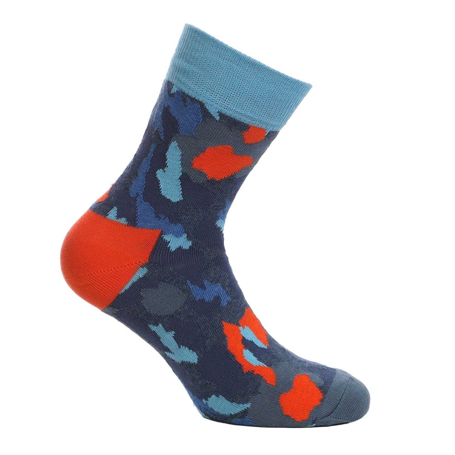 Navy-Orange - Back - Happy Socks Unisex Adult Camo Crew Socks