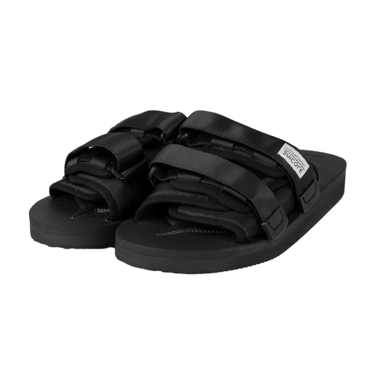 Black - Side - Suicoke Womens-Ladies Moto Cab Nylon Sandals