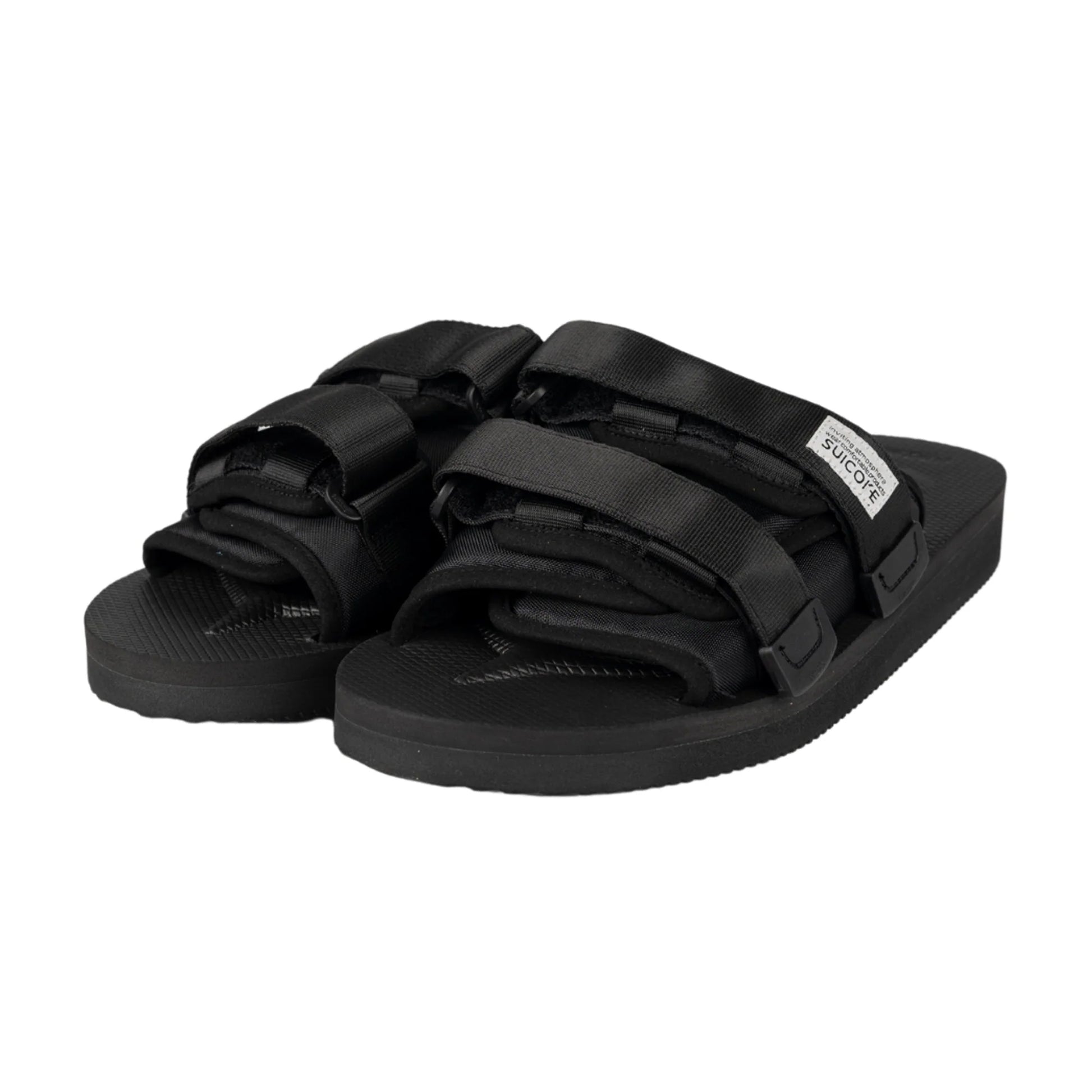 Black - Side - Suicoke Womens-Ladies Moto Cab Nylon Sandals