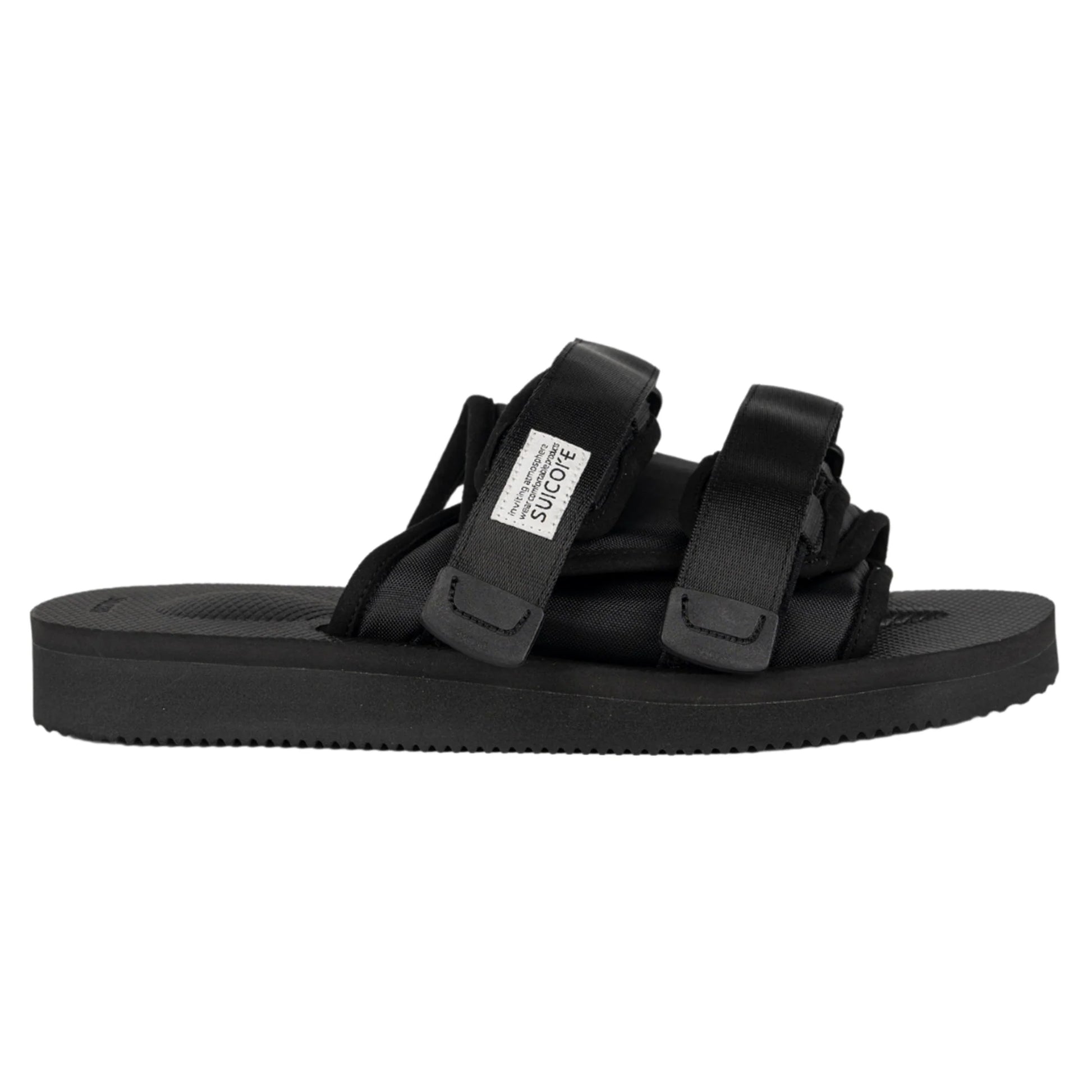 Black - Front - Suicoke Womens-Ladies Moto Cab Nylon Sandals
