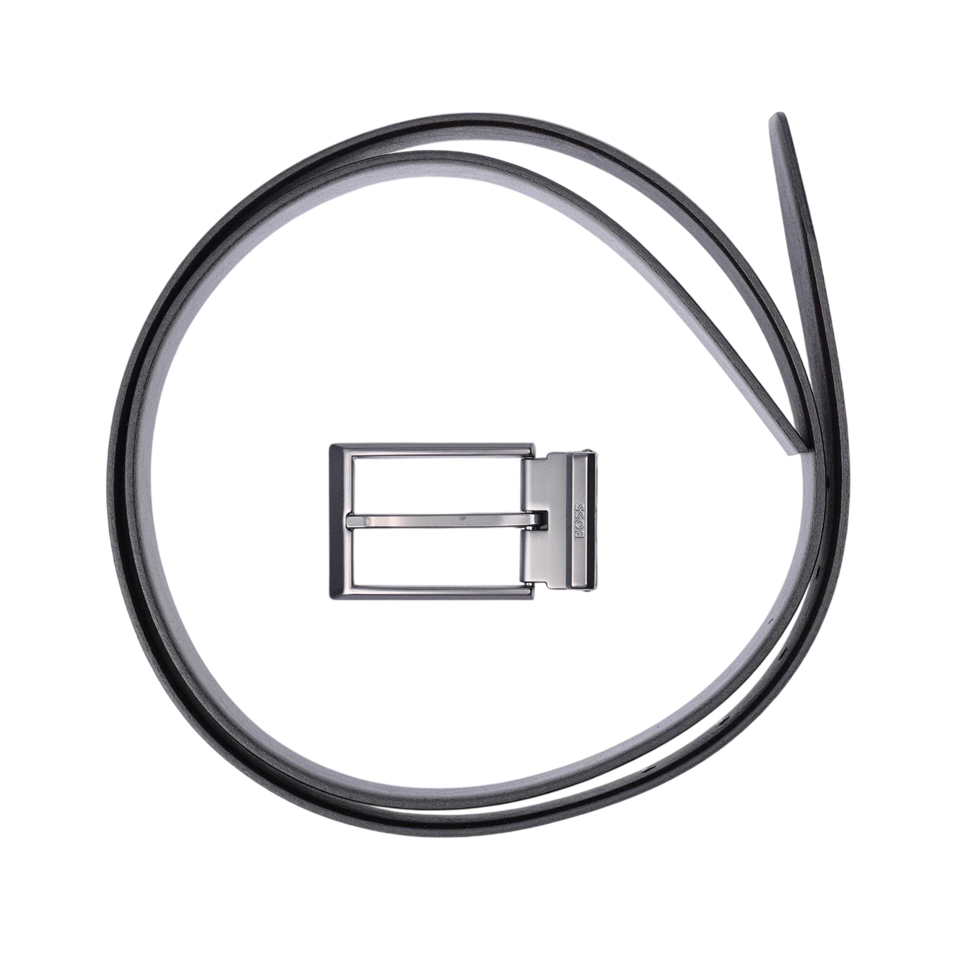 Black - Back - Boss Mens Georg Leather Belt