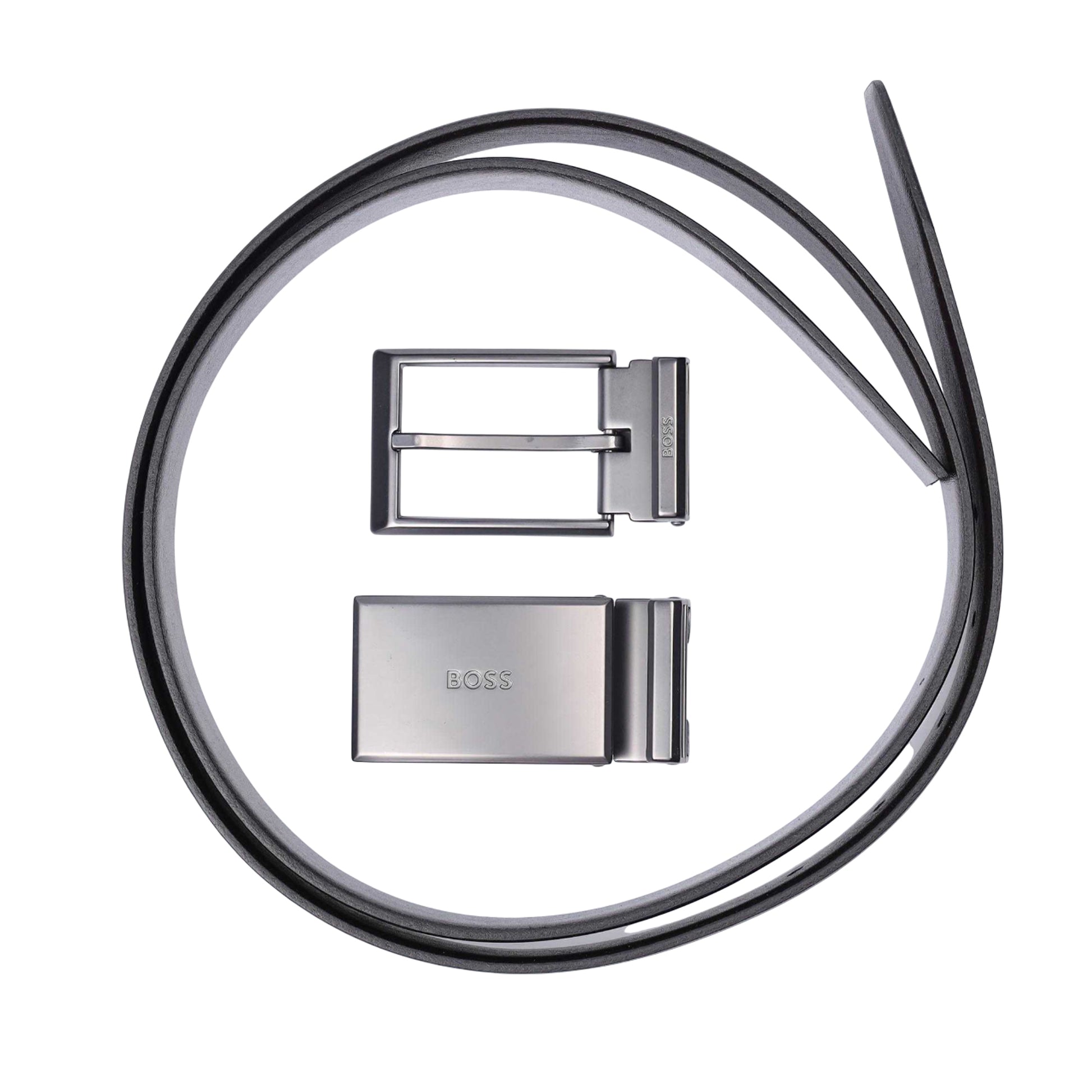 Black - Front - Boss Mens Georg Leather Belt