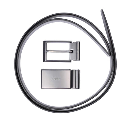 Black - Front - Boss Mens Georg Leather Belt