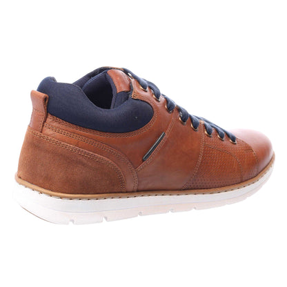Tan - Back - Dune London Mens Statter Toe Cap Trainers