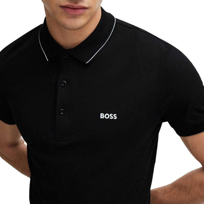 Black - Side - Boss Mens Paule 4 Polo Shirt