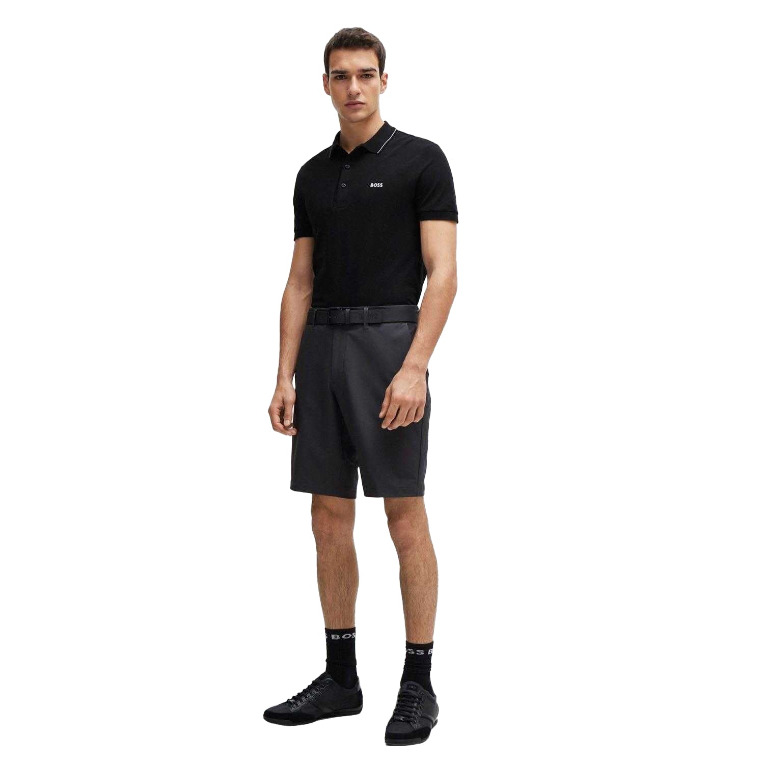 Black - Pack Shot - Boss Mens Paule 4 Polo Shirt
