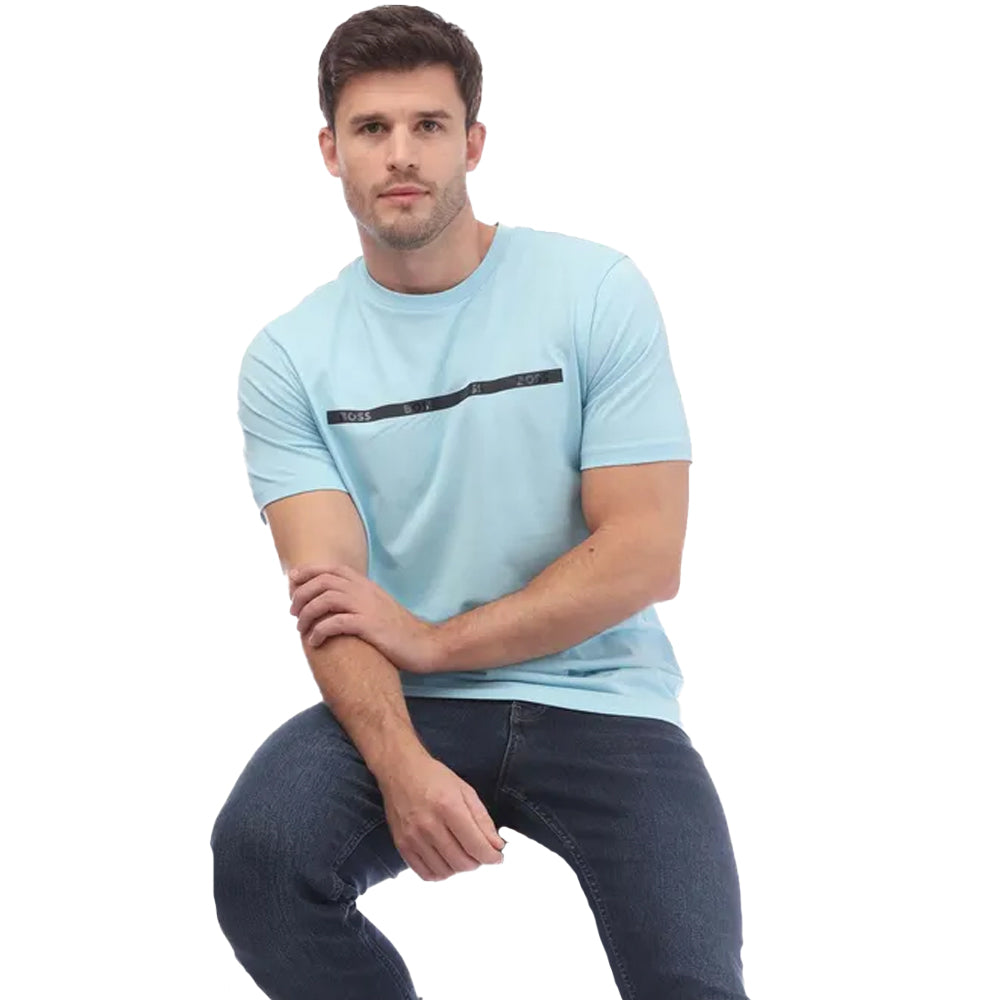 Light Blue - Side - Boss Mens Tape 1 Taped T-Shirt