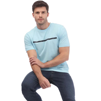 Light Blue - Side - Boss Mens Tape 1 Taped T-Shirt