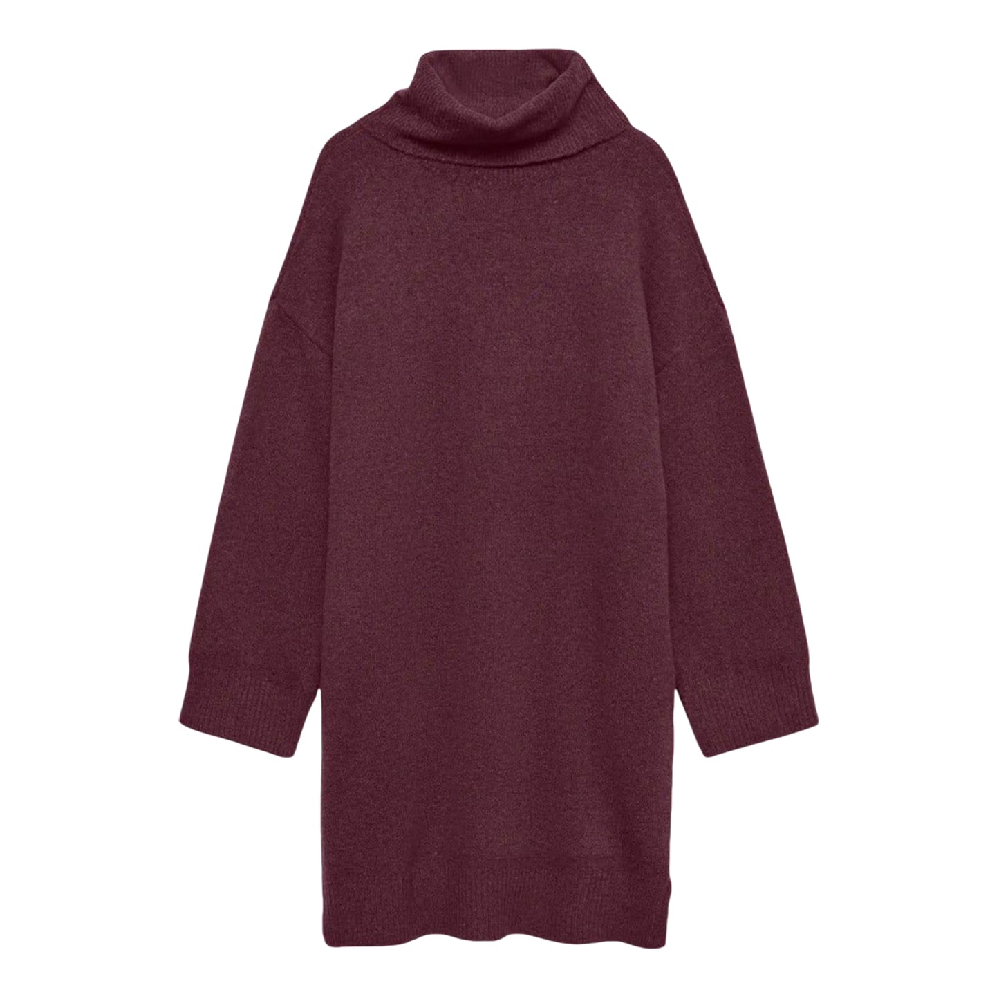 Wine - Front - Vero Moda Womens-Ladies Aquarius Roll Neck Jumper Dress