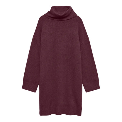 Wine - Front - Vero Moda Womens-Ladies Aquarius Roll Neck Jumper Dress