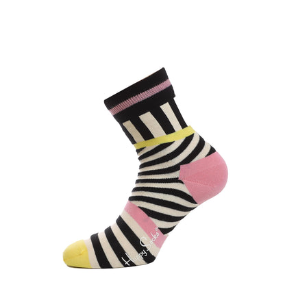 Black - Front - Happy Socks Unisex Adult Striped Crew Socks