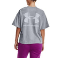 Grey - Back - Under Armour Womens-Ladies Logo Heavyweight Oversized T-Shirt