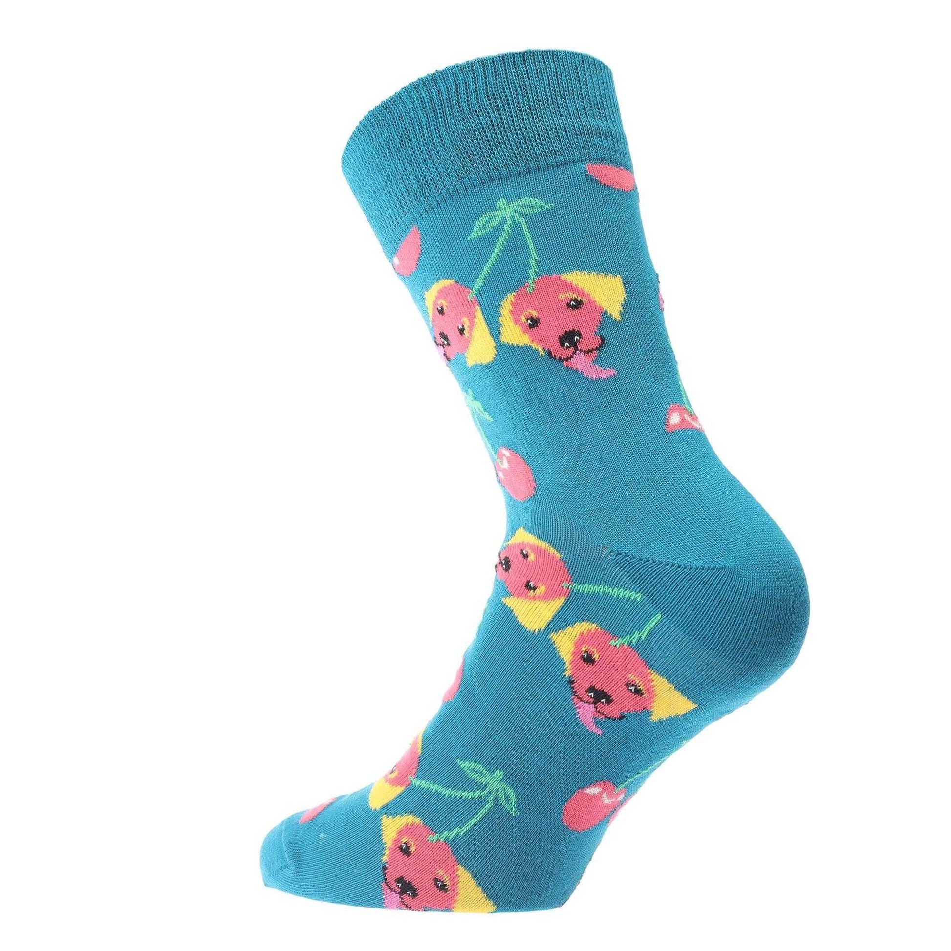 Blue - Back - Happy Socks Unisex Adult Cherry Dog Crew Socks