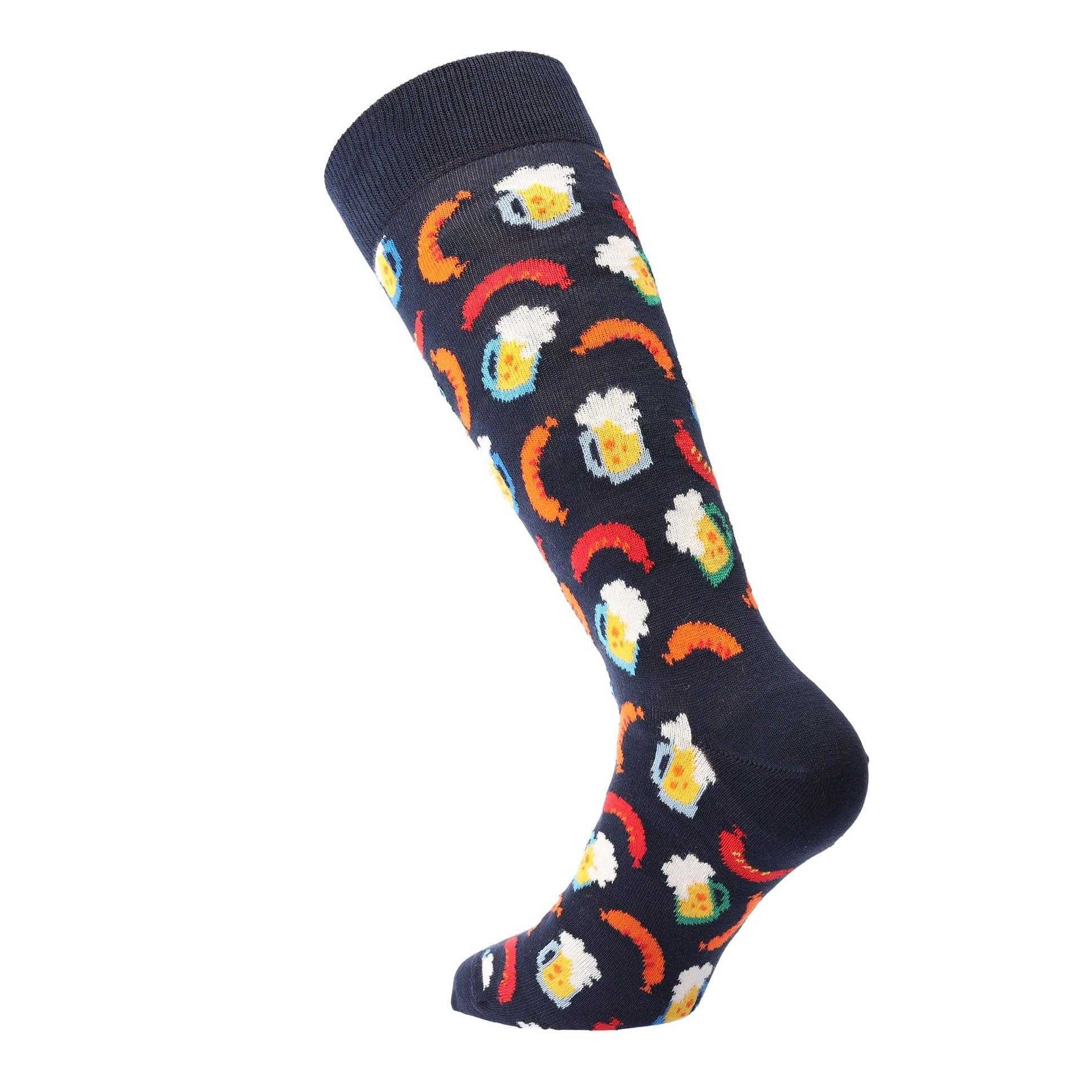Navy - Back - Happy Socks Unisex Adult Beer And Sausage Socks