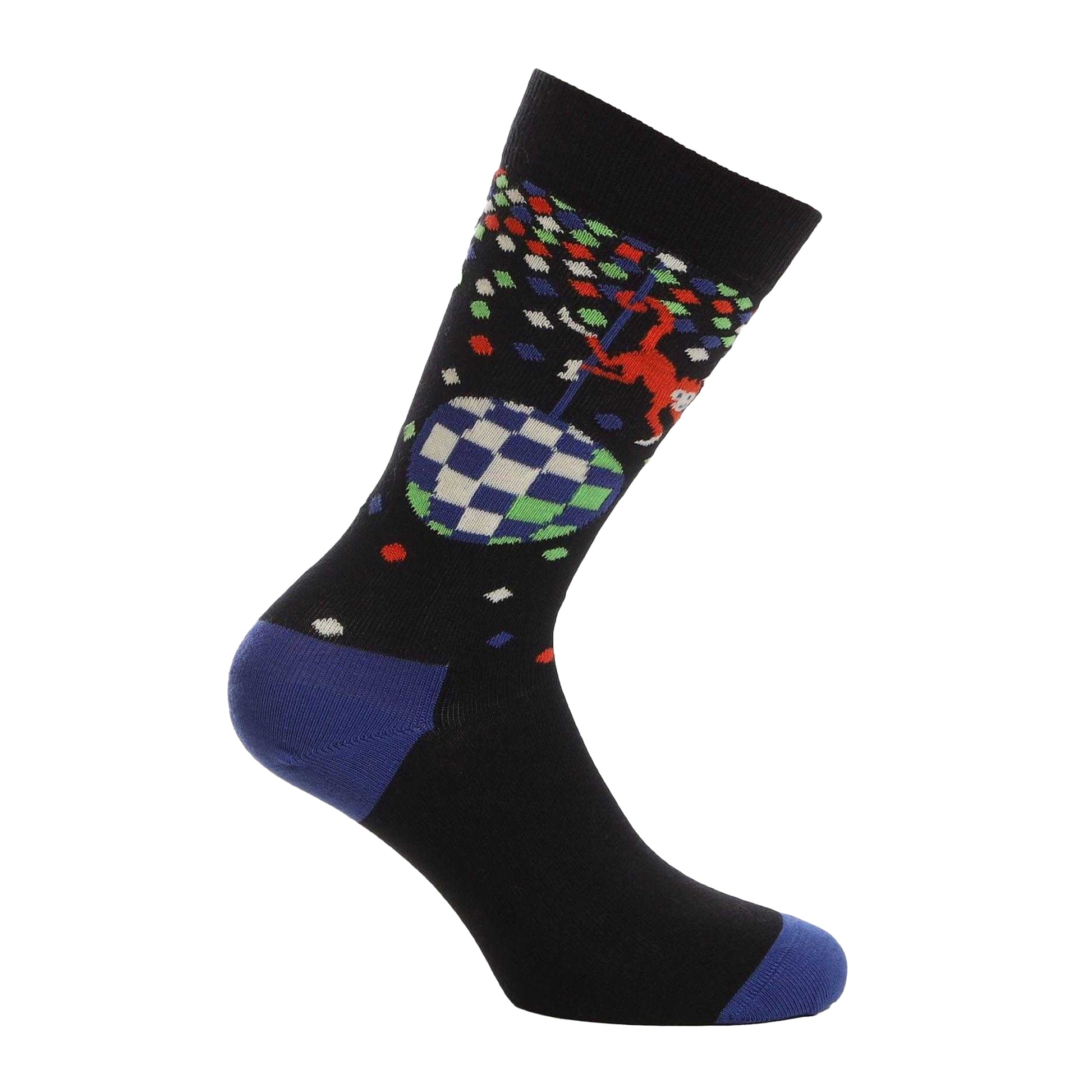 Black - Back - Happy Socks Mens Disco Monkey Crew Socks