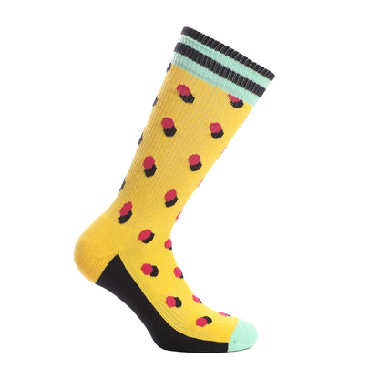 Yellow - Back - Happy Socks Unisex Adult Polka Dot Athletic Socks
