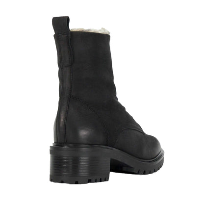 Black - Back - Dune London Womens-Ladies Paniz Faux Fur Lined Chunky Ankle Boots