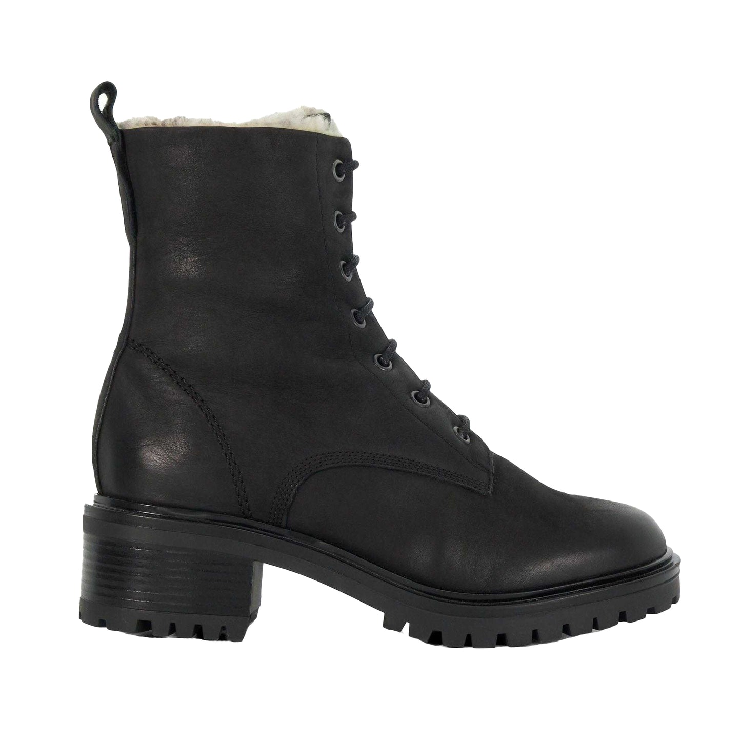 Black - Side - Dune London Womens-Ladies Paniz Faux Fur Lined Chunky Ankle Boots