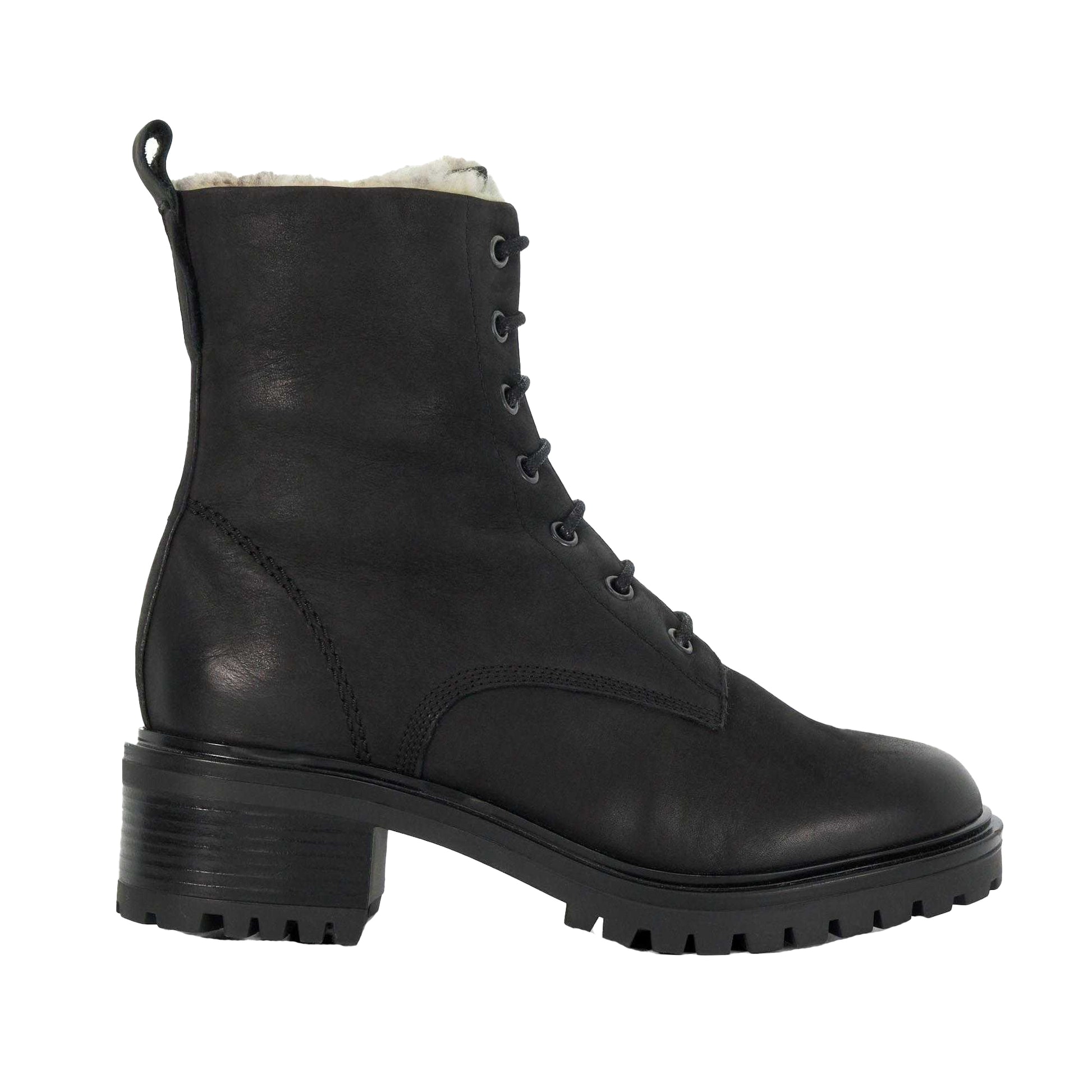 Black - Side - Dune London Womens-Ladies Paniz Faux Fur Lined Chunky Ankle Boots