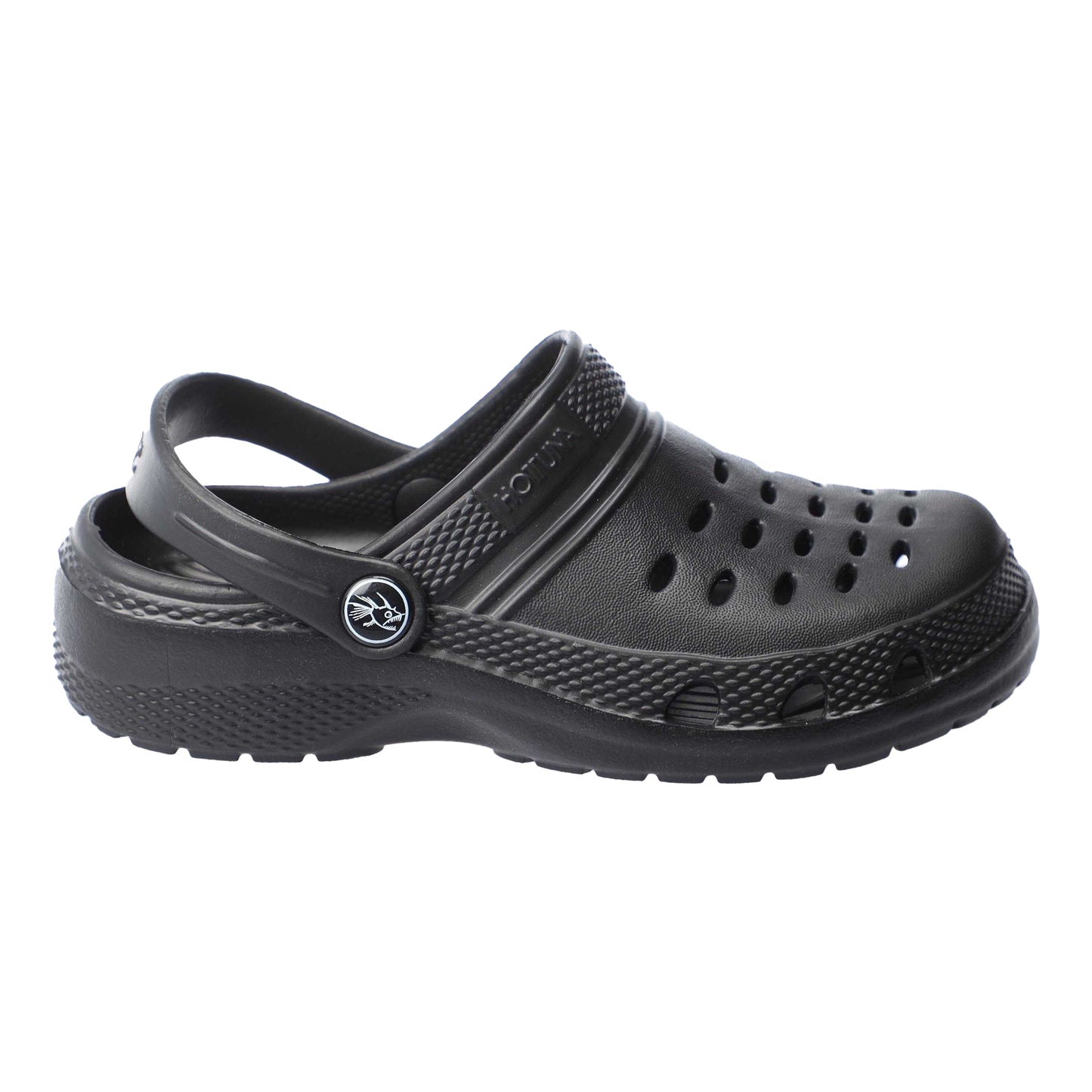 Black - Side - Hot Tuna Childrens-Kids Plain Clogs