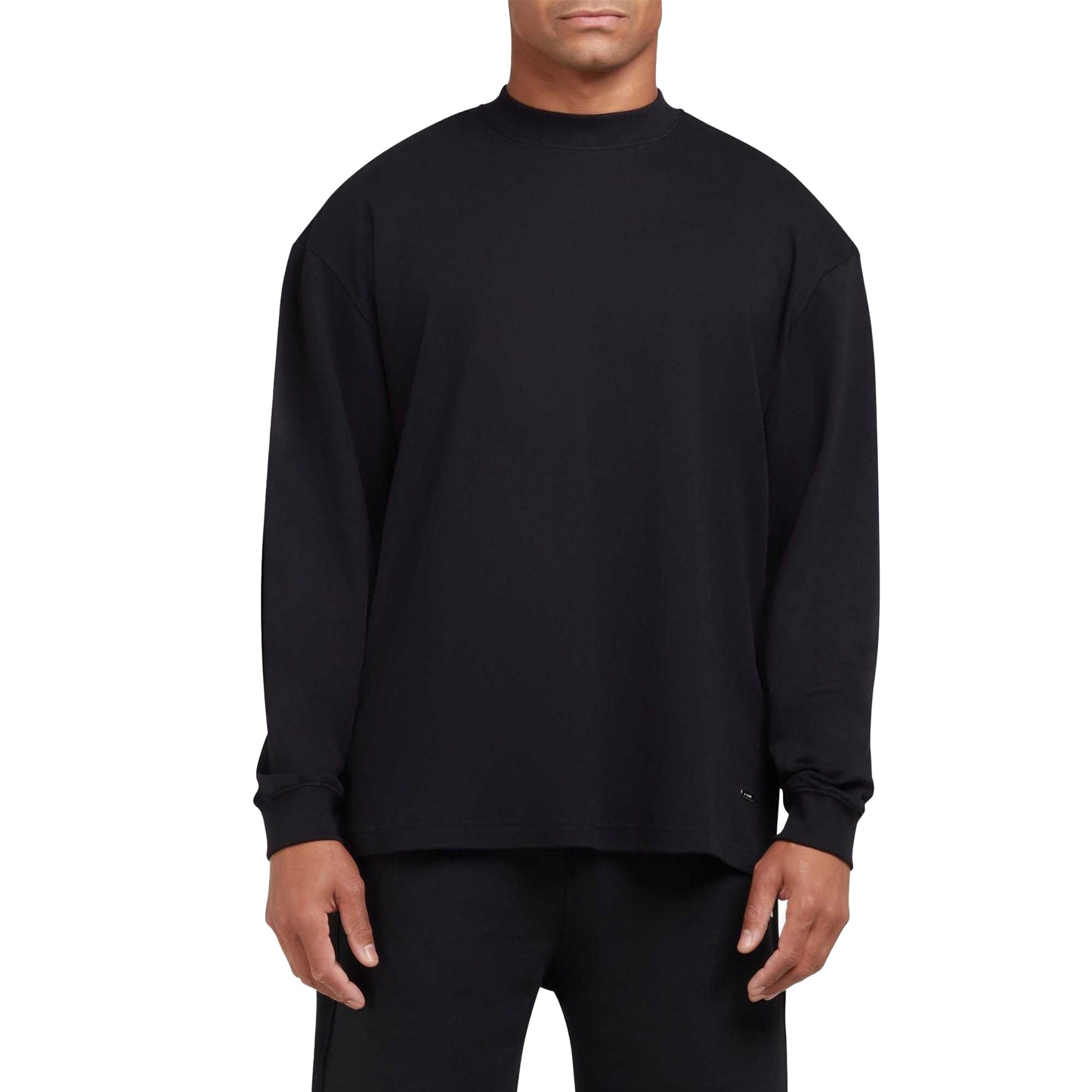 Black - Side - Mallet Mens Interlock Oversized Long-Sleeved T-Shirt