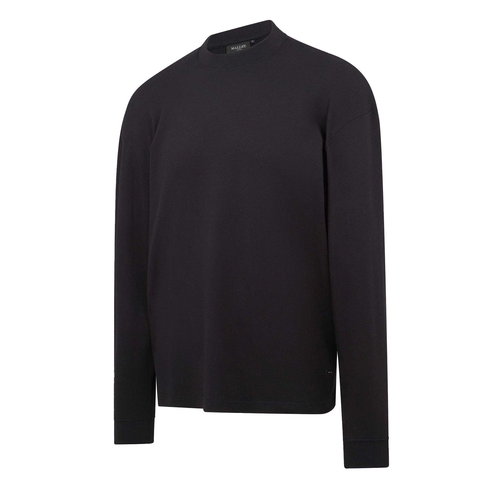 Black - Front - Mallet Mens Interlock Oversized Long-Sleeved T-Shirt