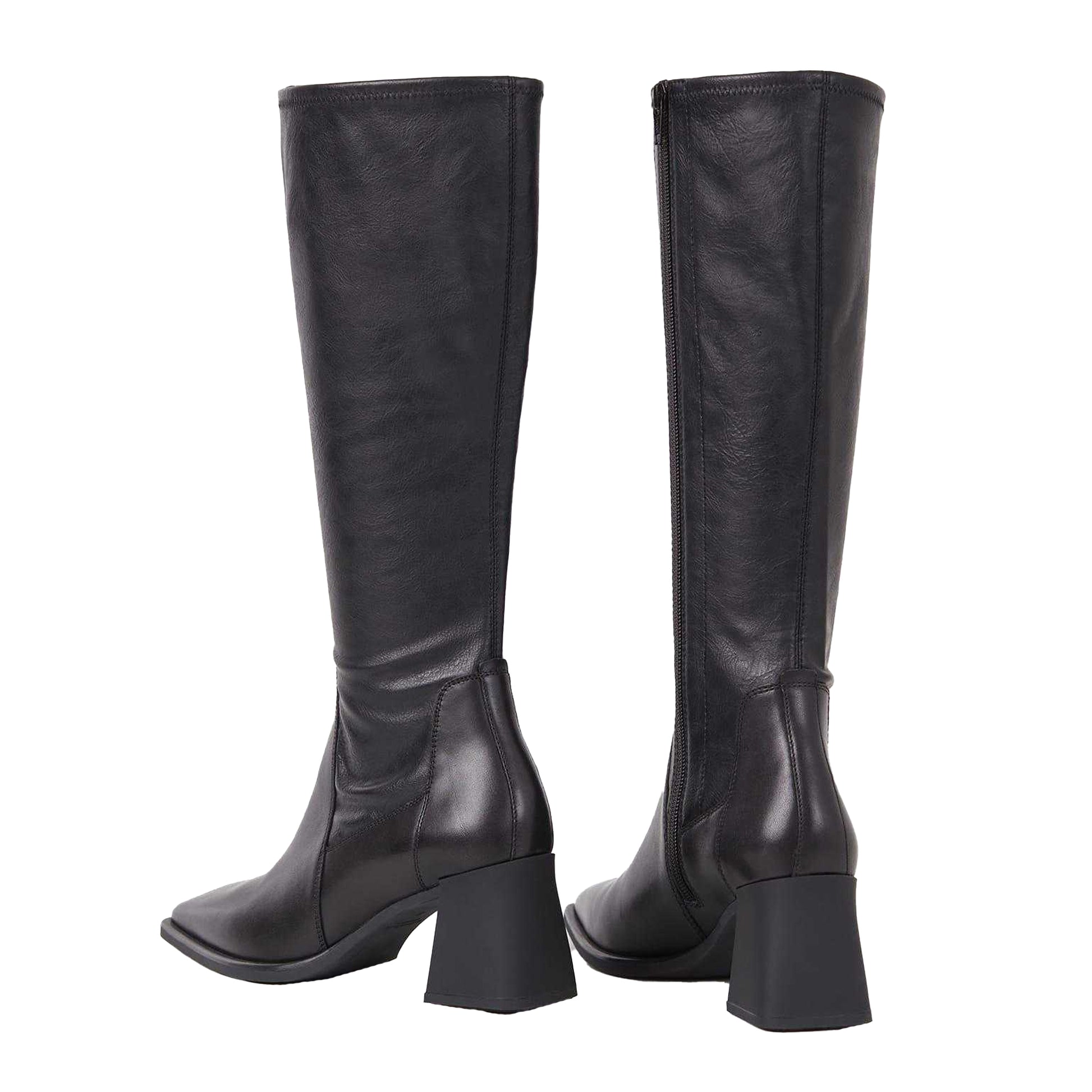 Black - Back - Vagabond Shoemakers Womens-Ladies Hedda Leather Heeled Knee-High Boots