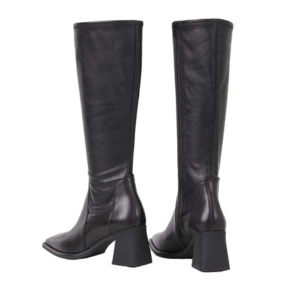 Black - Back - Vagabond Shoemakers Womens-Ladies Hedda Leather Heeled Knee-High Boots