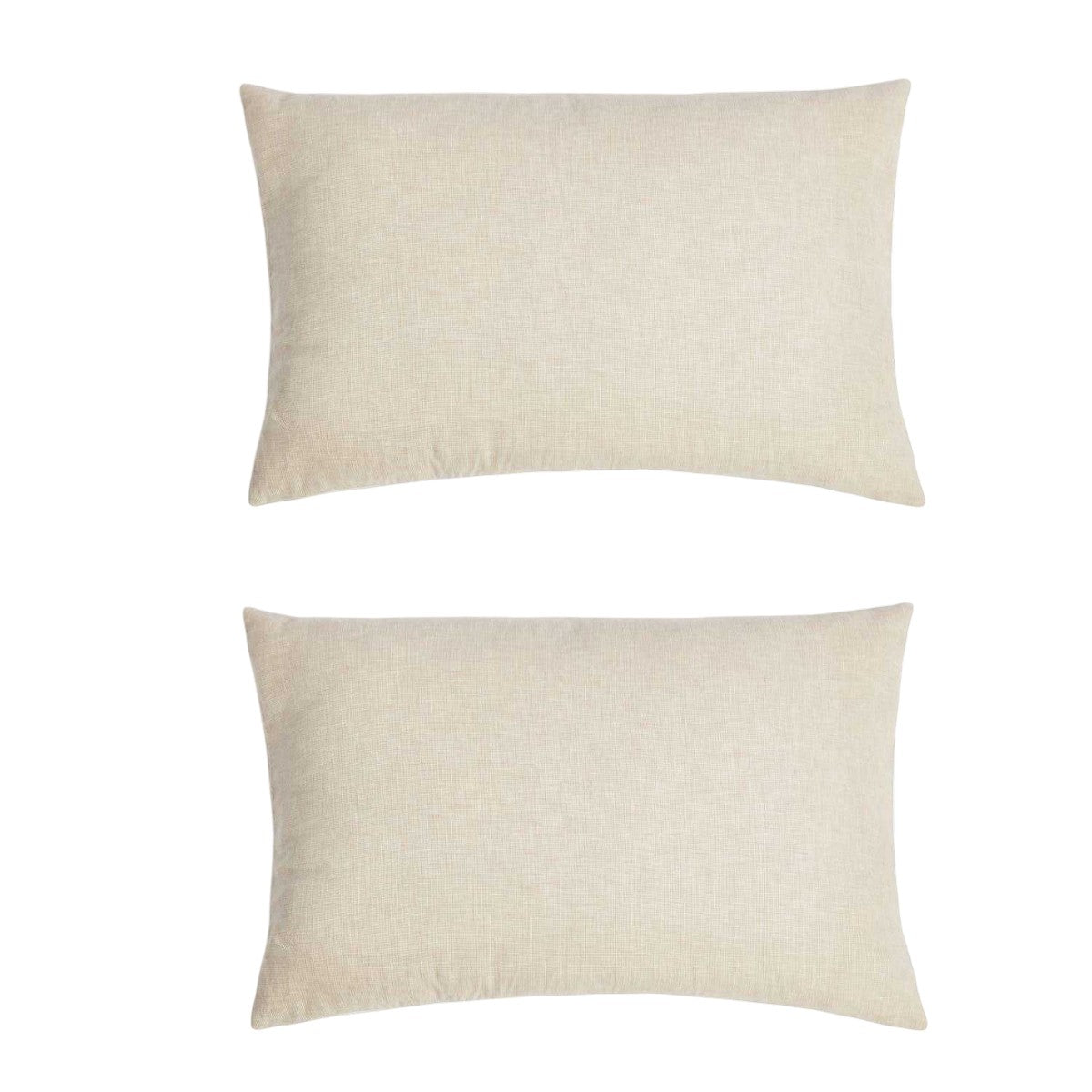 Natural - Front - In Home Cotton Linen Rectangular Cushion Cover (Pack of 2)