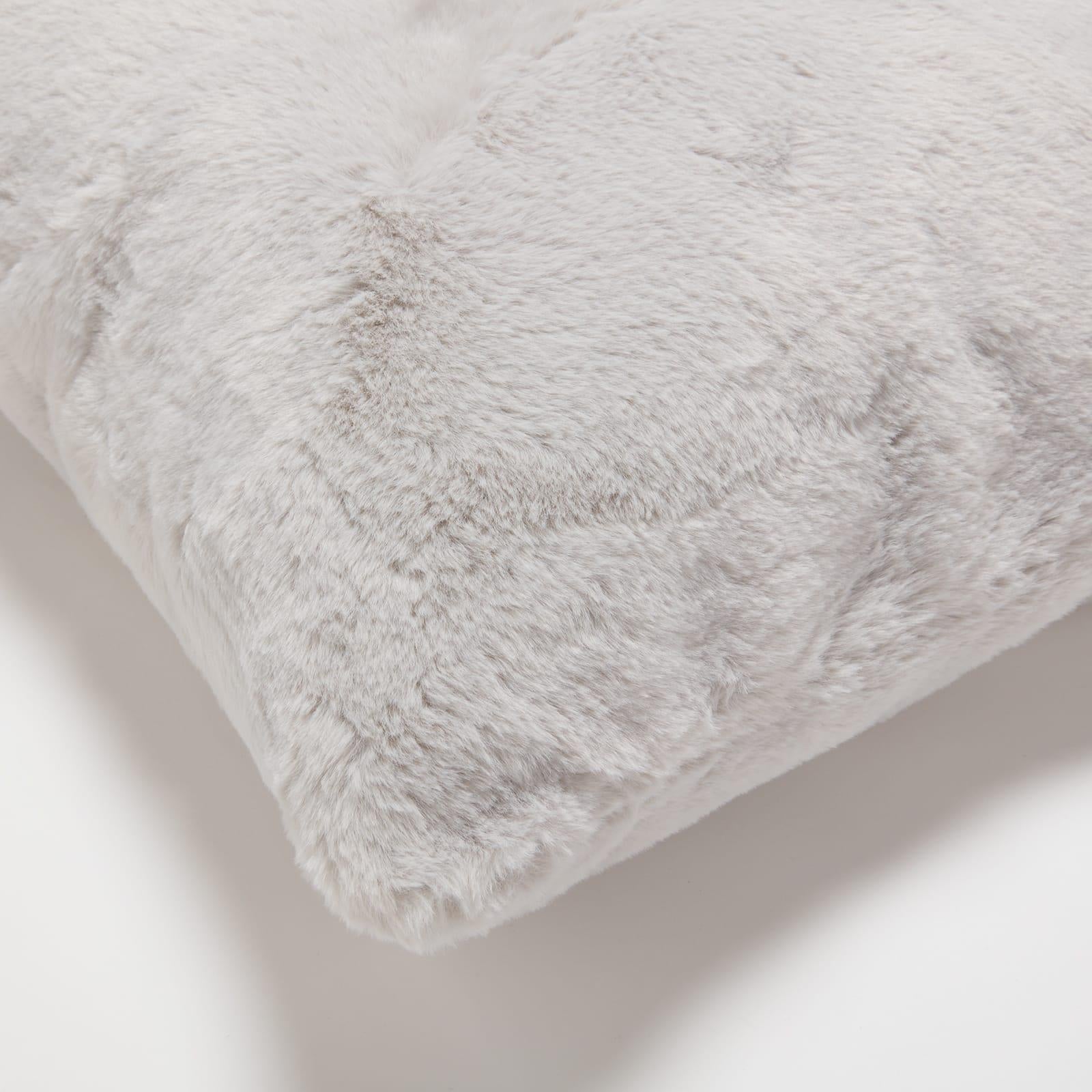 Light Grey - Back - In Home Faux Fur Filled Cushion