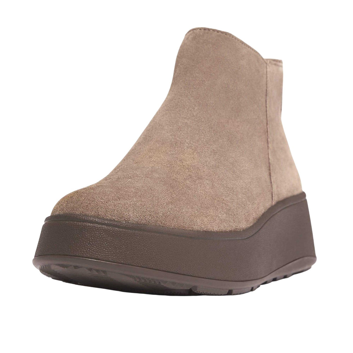 Grey - Front - Fit Flop Womens-Ladies F-Mode Suede Flatform Side Zip Ankle Boots