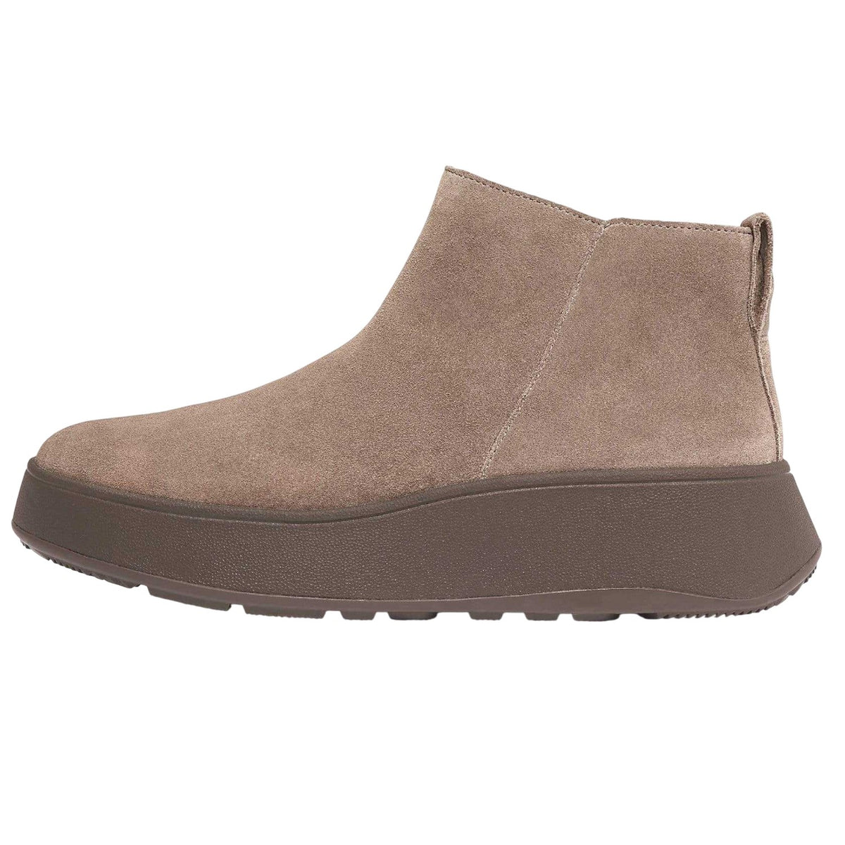 Grey - Back - Fit Flop Womens-Ladies F-Mode Suede Flatform Side Zip Ankle Boots