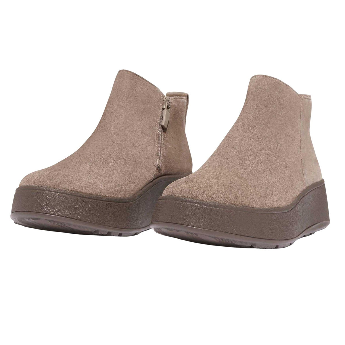 Grey - Side - Fit Flop Womens-Ladies F-Mode Suede Flatform Side Zip Ankle Boots