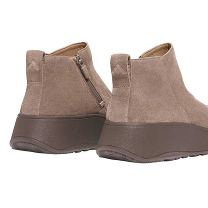 Grey - Lifestyle - Fit Flop Womens-Ladies F-Mode Suede Flatform Side Zip Ankle Boots