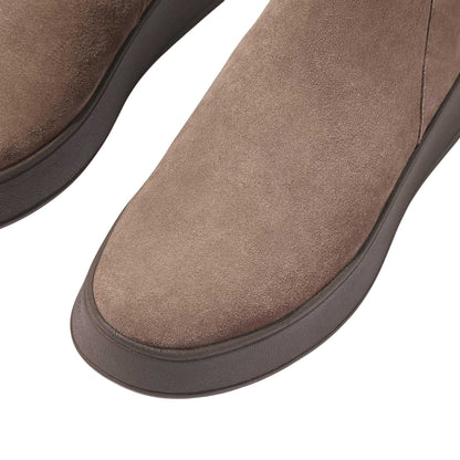 Grey - Pack Shot - Fit Flop Womens-Ladies F-Mode Suede Flatform Side Zip Ankle Boots