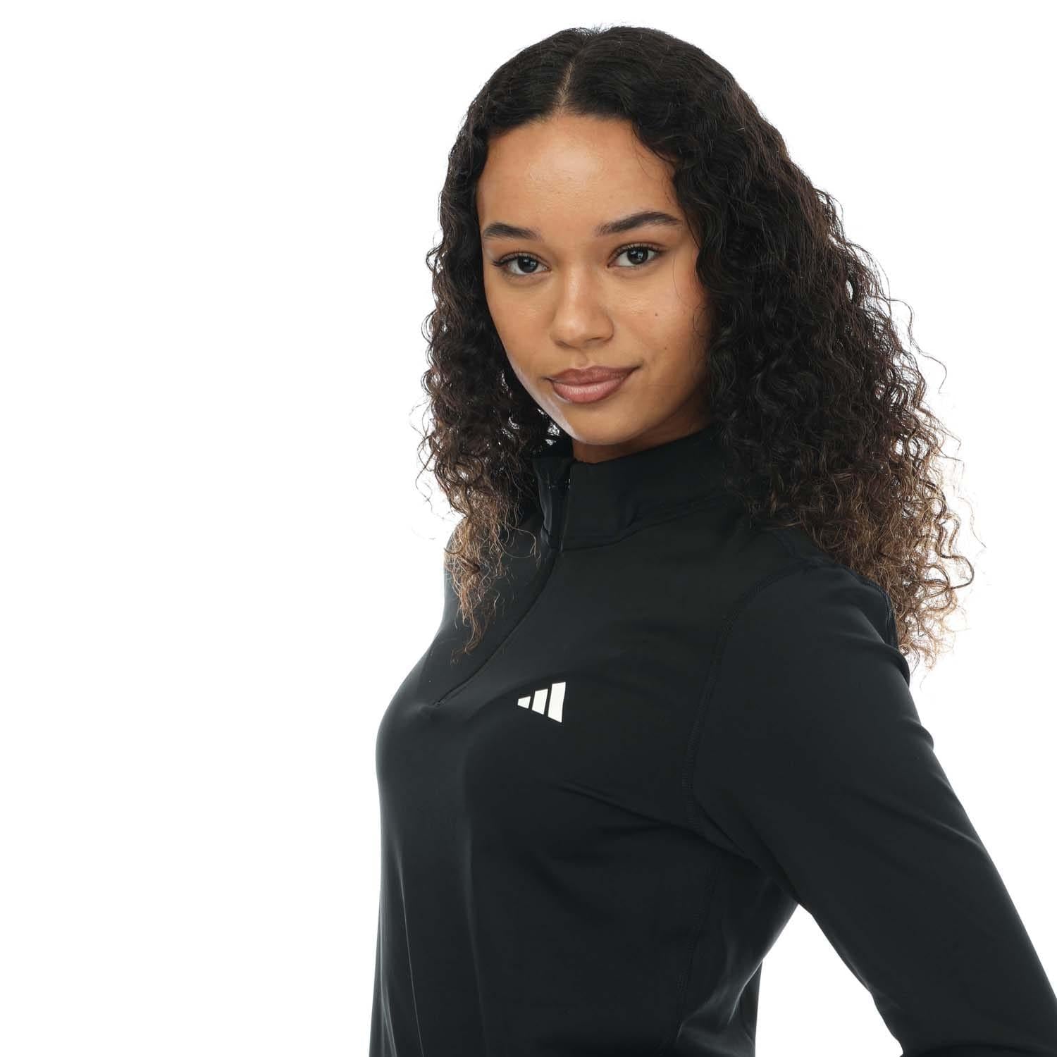 Black - Side - Adidas Womens-Ladies Tech-Fit Training Top