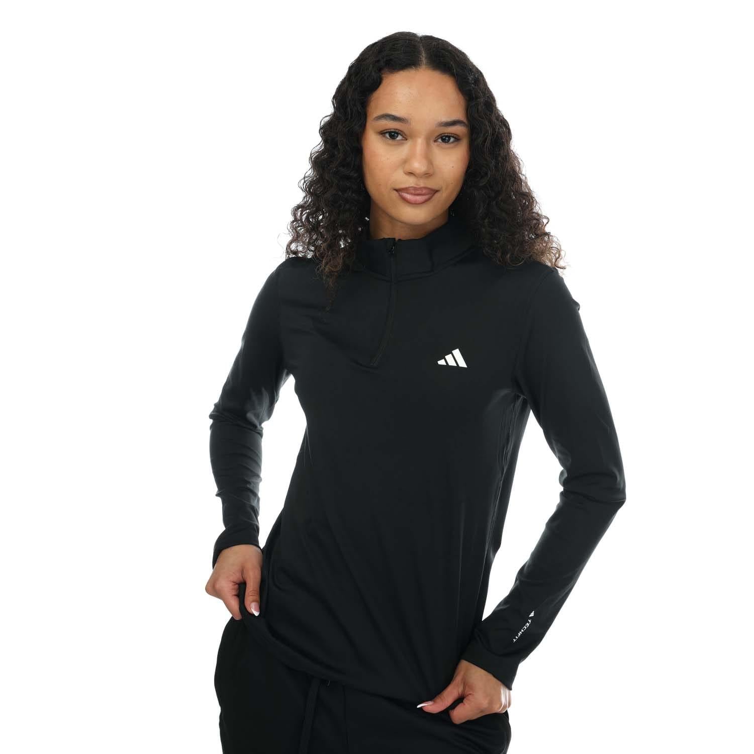 Black - Lifestyle - Adidas Womens-Ladies Tech-Fit Training Top