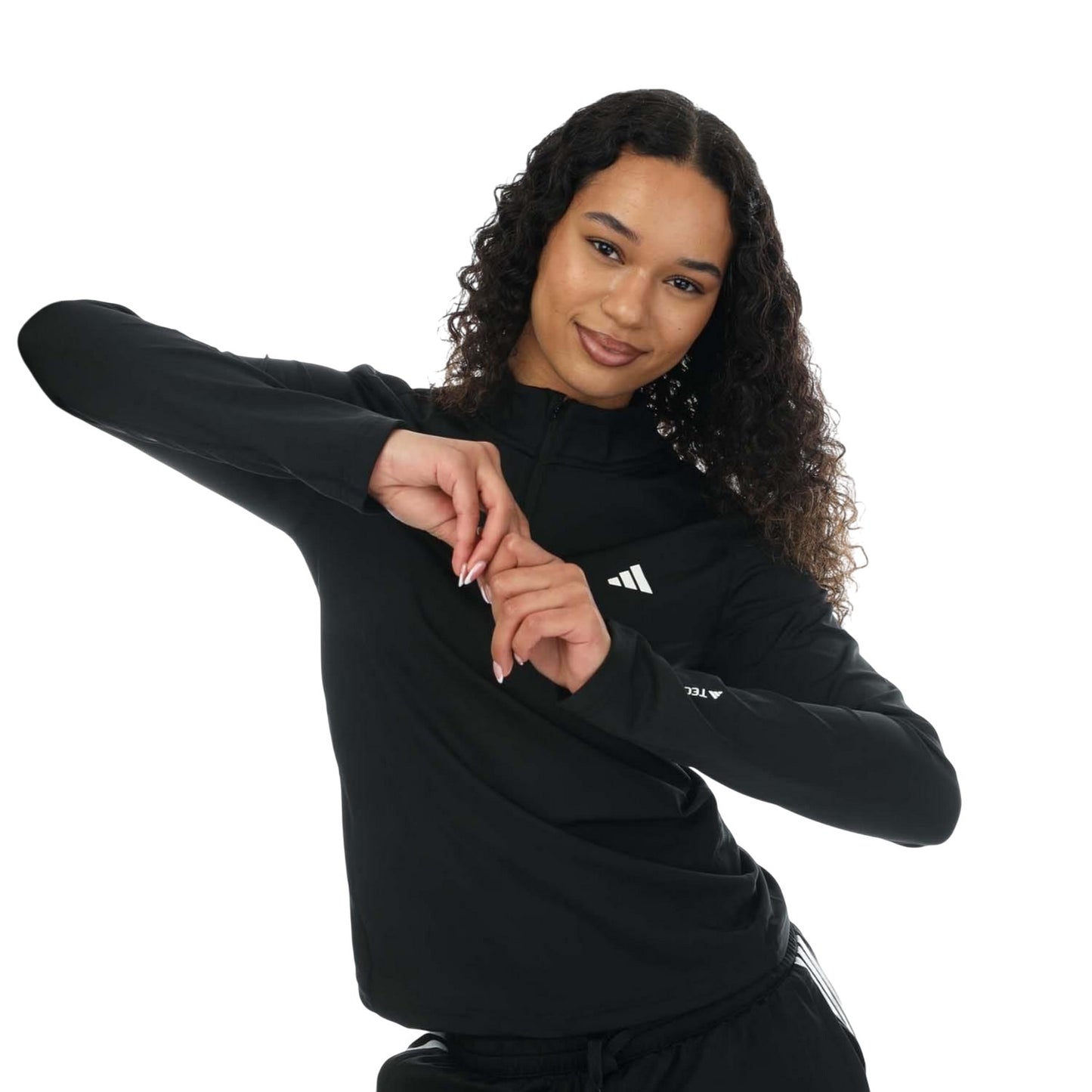 Black - Pack Shot - Adidas Womens-Ladies Tech-Fit Training Top