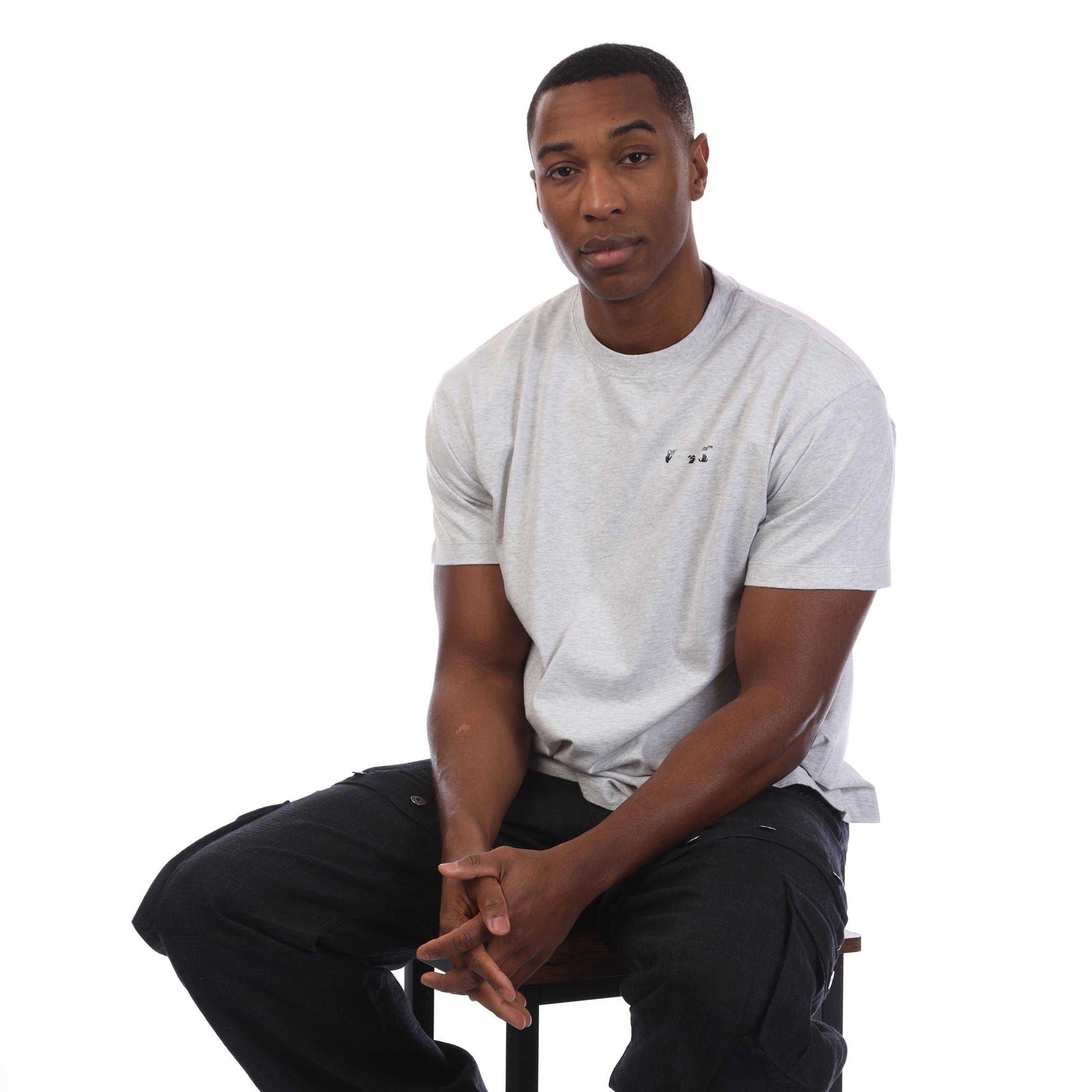 Grey-Black - Side - Off White Mens Big Logo T-Shirt